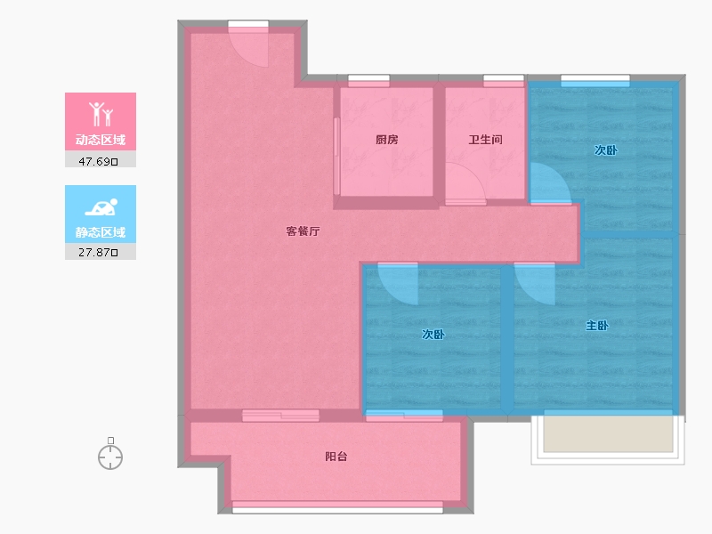 江苏省-苏州市-春风南岸-67.54-户型库-动静分区