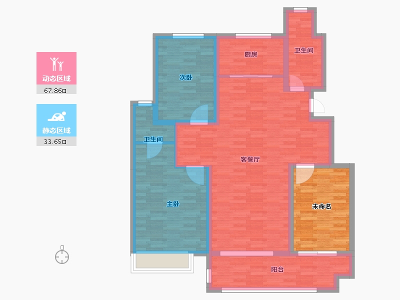 江苏省-徐州市-创美·名仕苑-102.71-户型库-动静分区