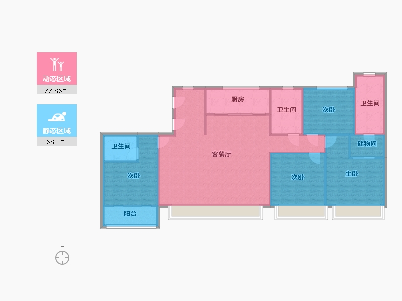 山东省-青岛市-龙湖天奕-148.00-户型库-动静分区