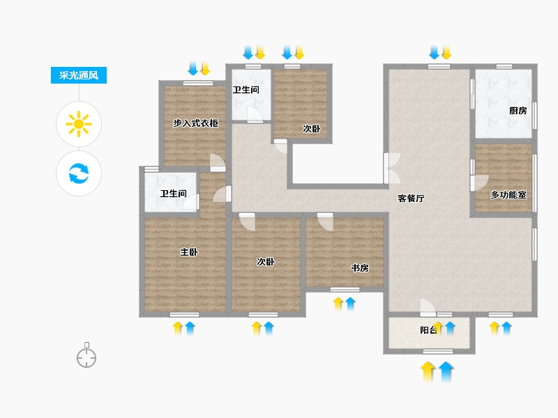 江苏省-南京市-奥体新城紫薇园-186.00-户型库-采光通风