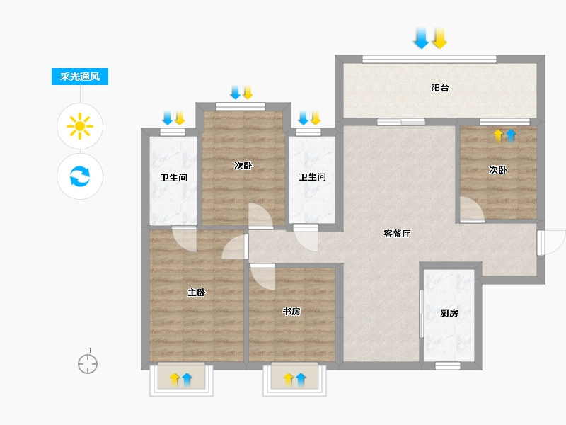 广西壮族自治区-南宁市-澜庭府-80.00-户型库-采光通风