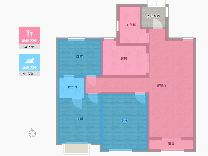 陕西省-榆林市-锦岚佳园-87.50-户型库-动静分区