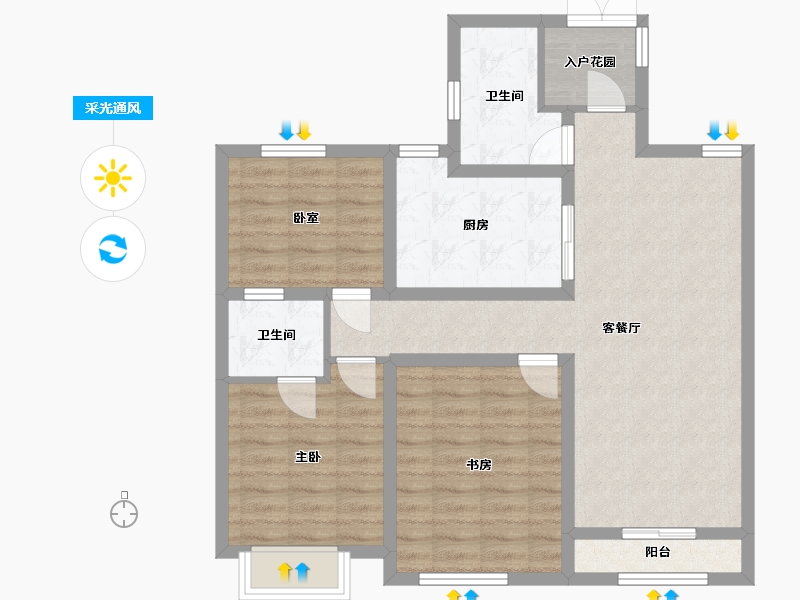 陕西省-榆林市-锦岚佳园-87.50-户型库-采光通风