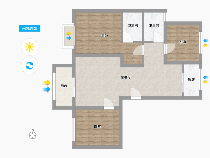 河北省-石家庄市-润德天悦城-96.00-户型库-采光通风