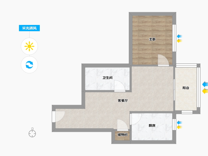 天津-天津市-谊城公寓-46.40-户型库-采光通风