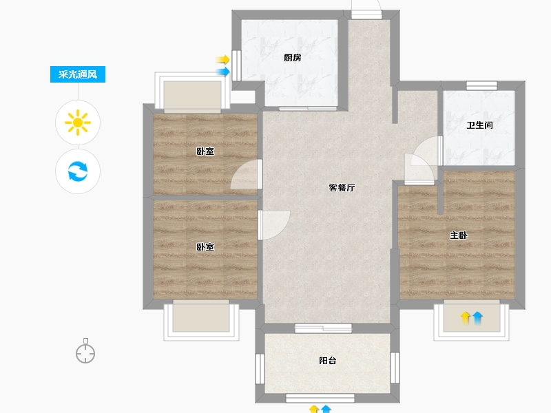 福建省-宁德市-世茂云玺-70.00-户型库-采光通风