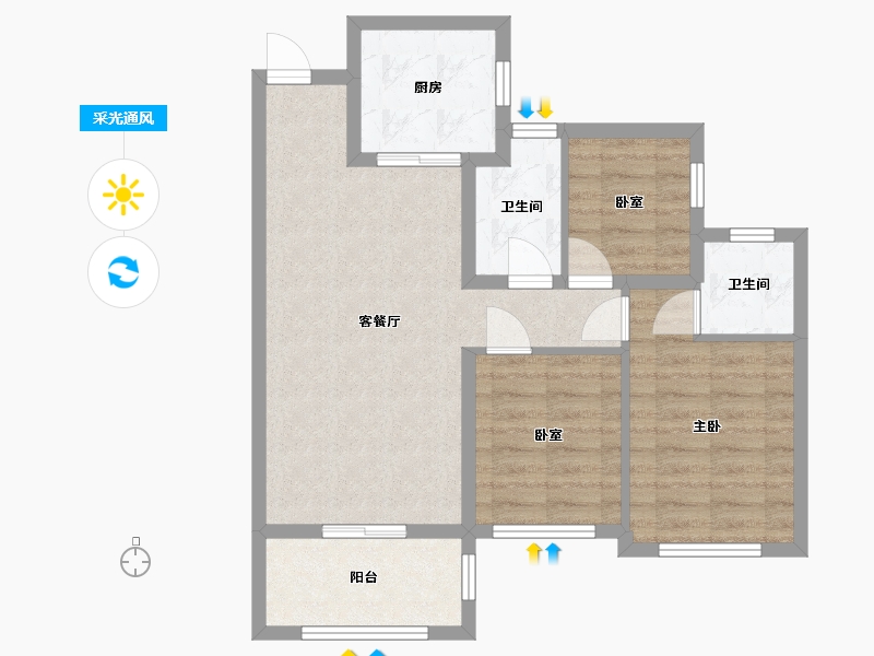 广西壮族自治区-梧州市-西江首府-84.00-户型库-采光通风