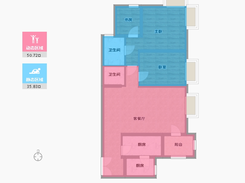 重庆-重庆市-江与城原山时光-82.00-户型库-动静分区