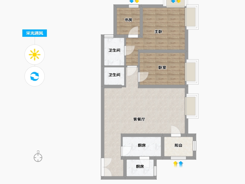 重庆-重庆市-江与城原山时光-82.00-户型库-采光通风