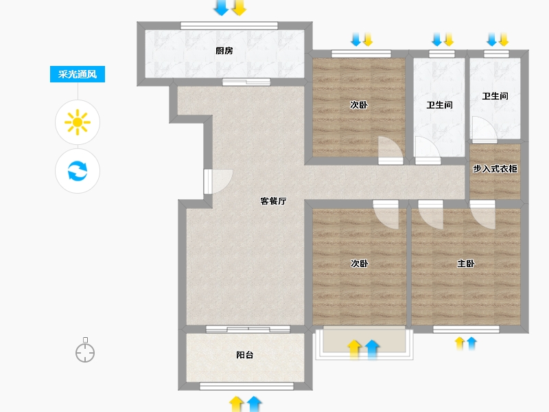 河南省-安阳市-中建柒号院-91.31-户型库-采光通风