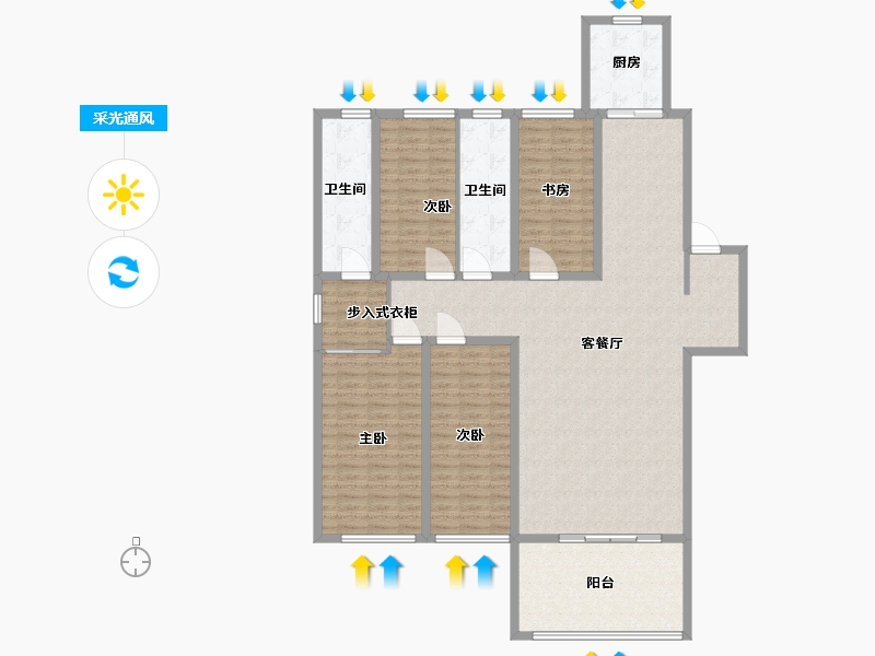 浙江省-宁波市-晓风印月-160.00-户型库-采光通风