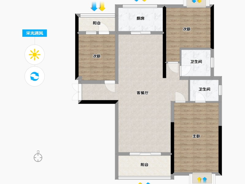 湖北省-十堰市-五福天地-116.00-户型库-采光通风