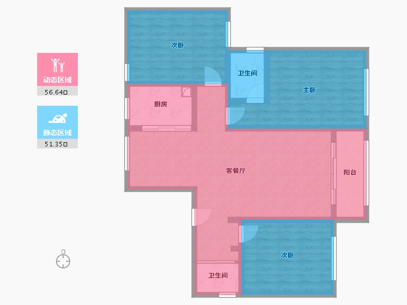 陕西省-宝鸡市-雍华公馆-94.40-户型库-动静分区