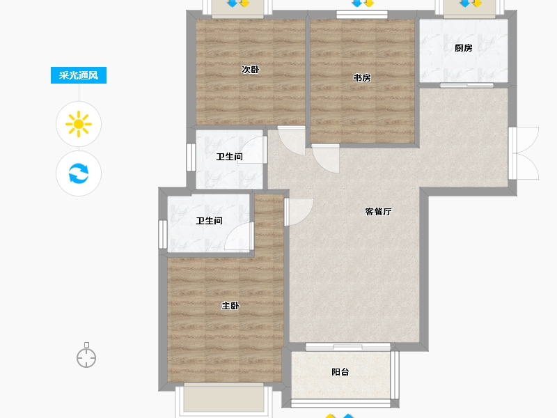 福建省-南平市-江山名筑-85.90-户型库-采光通风