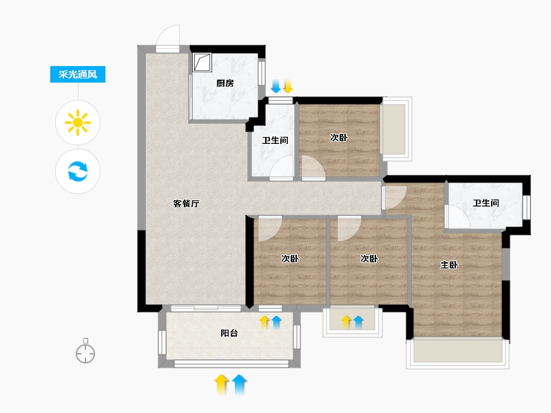 广西壮族自治区-南宁市-庆湖-86.40-户型库-采光通风