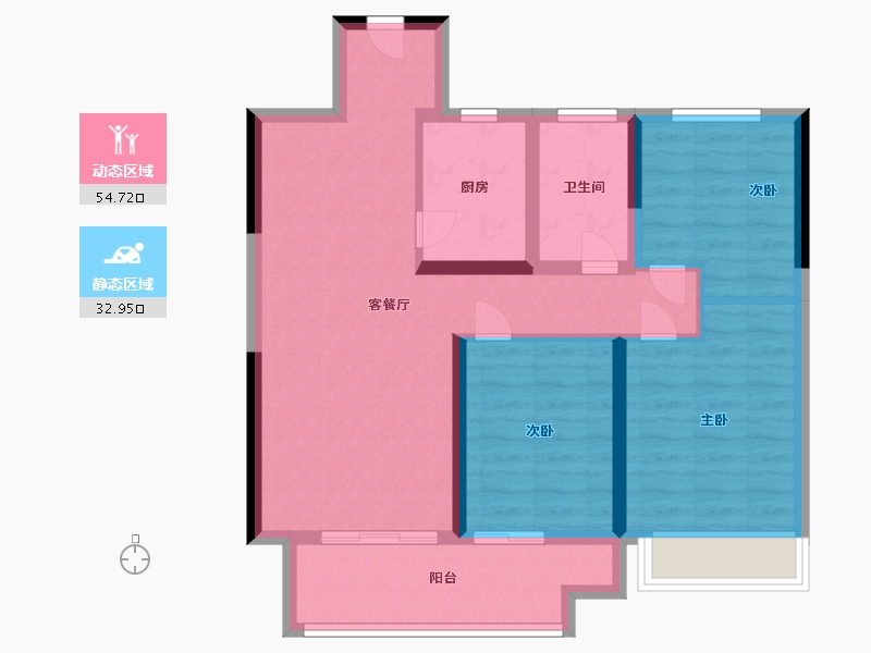 江苏省-常州市-东方君开-77.60-户型库-动静分区