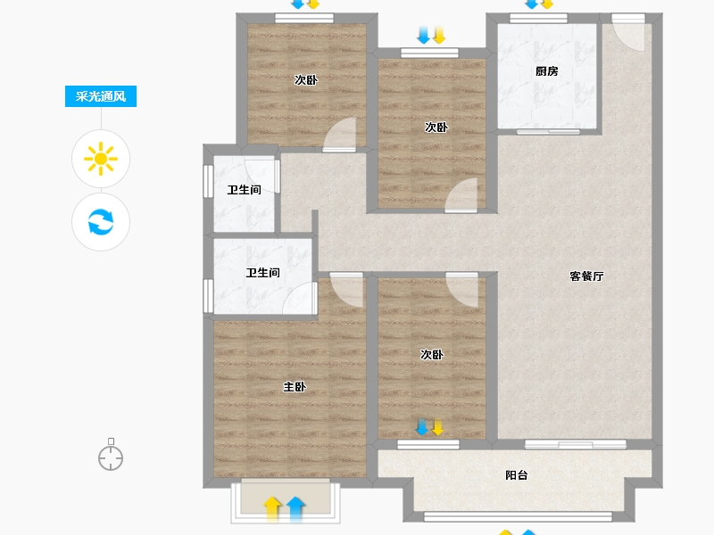 江苏省-宿迁市-中梁首府-104.23-户型库-采光通风