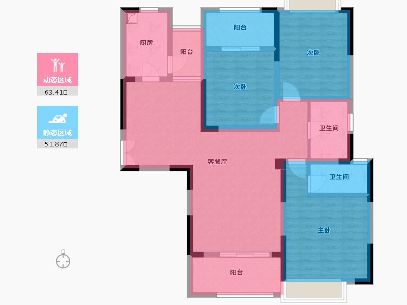 湖南省-郴州市-金色御园-110.93-户型库-动静分区