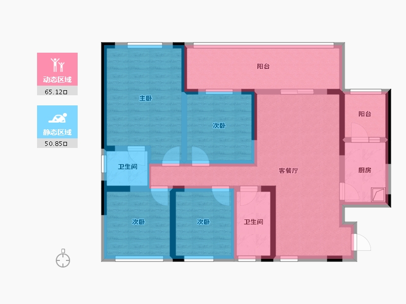 四川省-宜宾市-未来城二期-111.43-户型库-动静分区