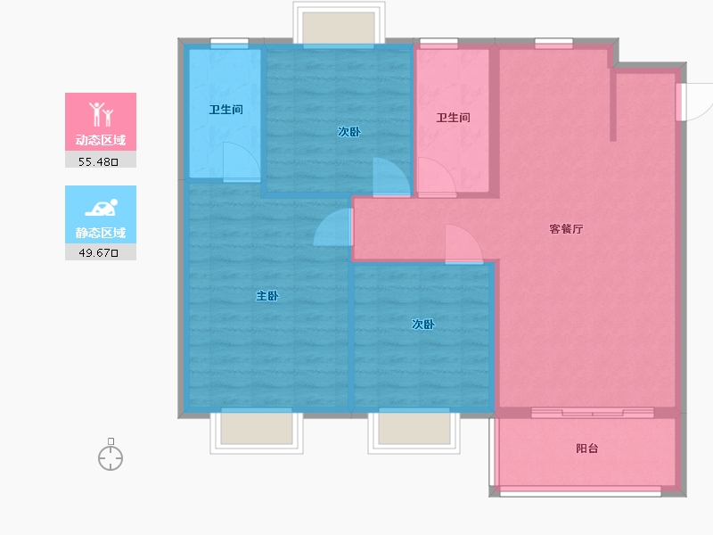 浙江省-湖州市-新都泰和府-96.00-户型库-动静分区