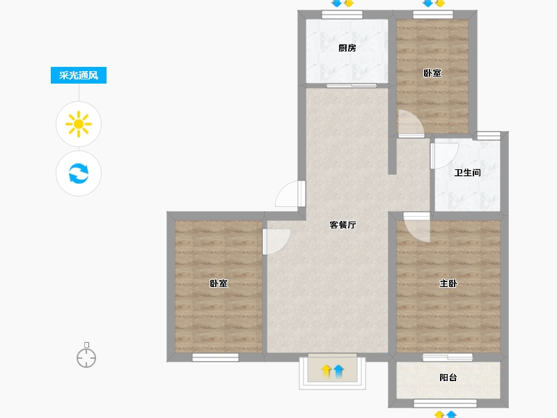 河北省-唐山市-富春山居-80.47-户型库-采光通风