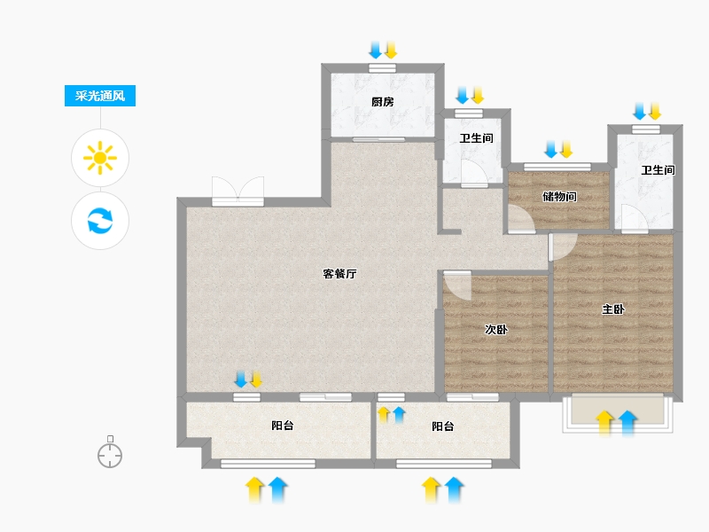 安徽省-池州市-弘业上林苑-99.00-户型库-采光通风