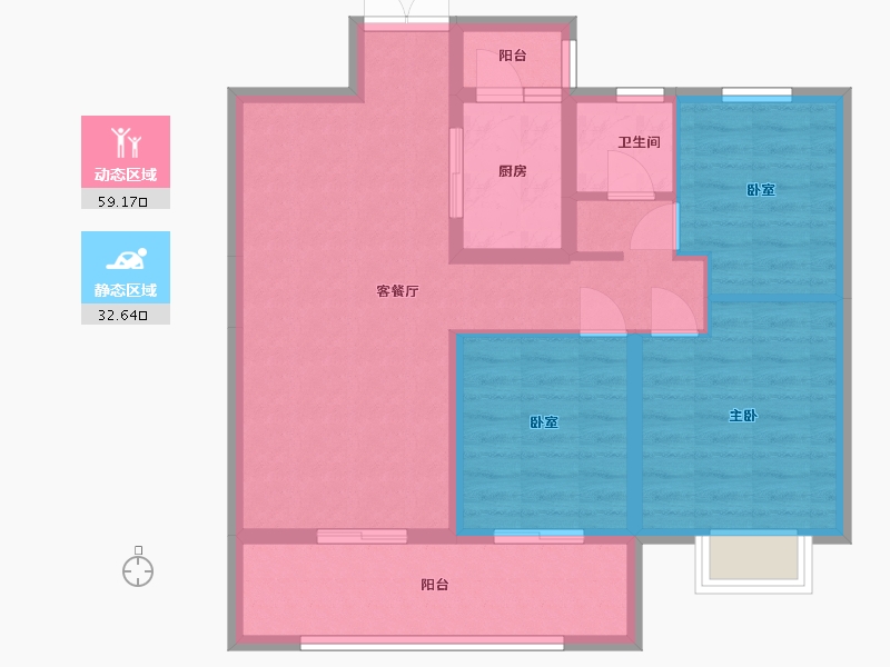 陕西省-宝鸡市-天玺东郡城市展厅-88.00-户型库-动静分区