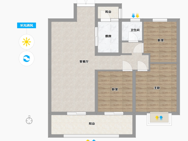 陕西省-宝鸡市-天玺东郡城市展厅-88.00-户型库-采光通风