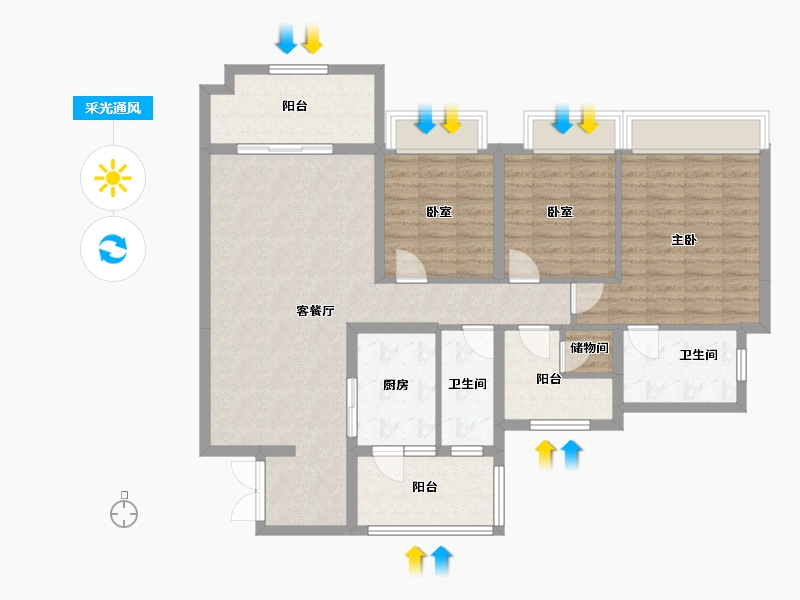 广东省-汕尾市-永利公馆-103.20-户型库-采光通风