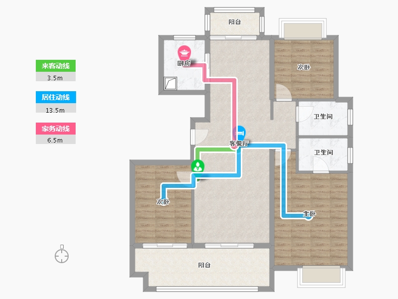 江苏省-南通市-上锦花园-130.00-户型库-动静线