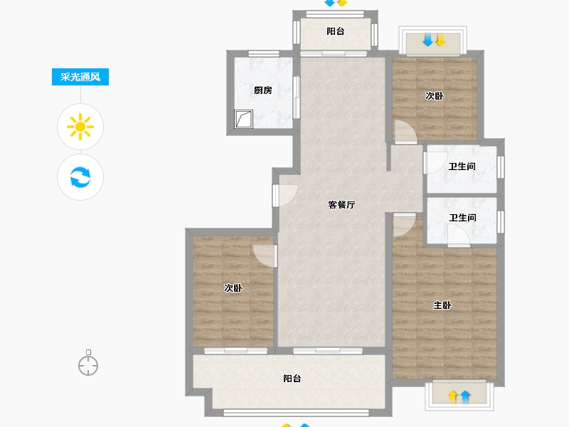 江苏省-南通市-上锦花园-130.00-户型库-采光通风