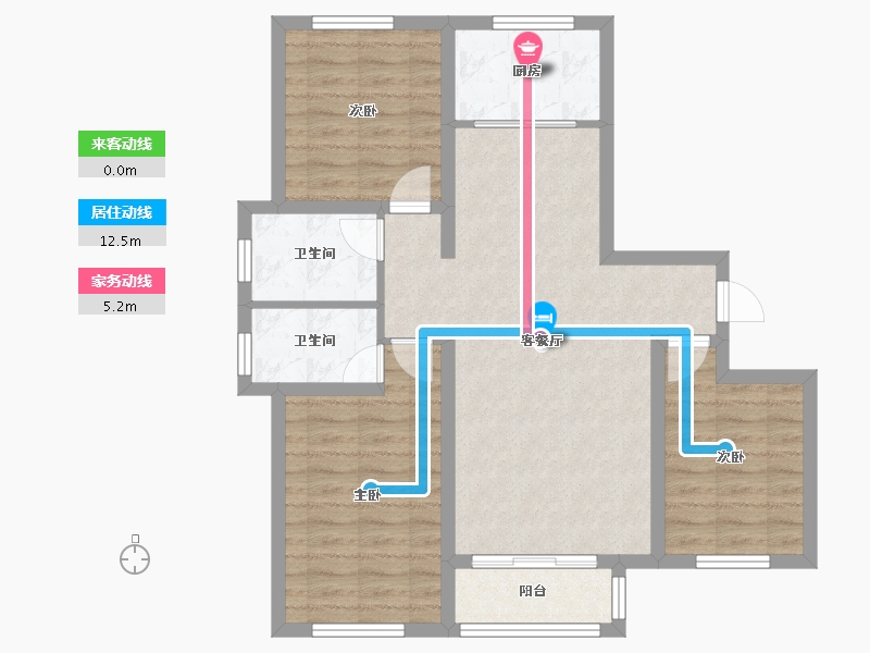 河北省-唐山市-北苑明珠-91.69-户型库-动静线