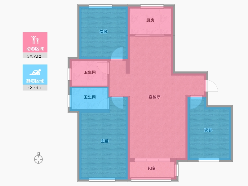 河北省-唐山市-北苑明珠-91.69-户型库-动静分区