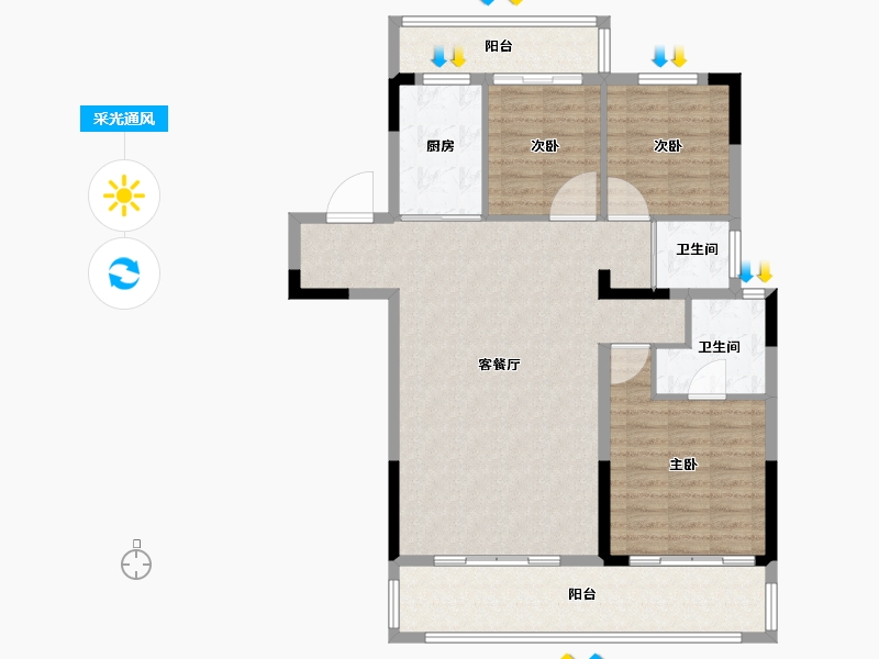 河南省-周口市-周口碧桂园天玺湾-108.00-户型库-采光通风