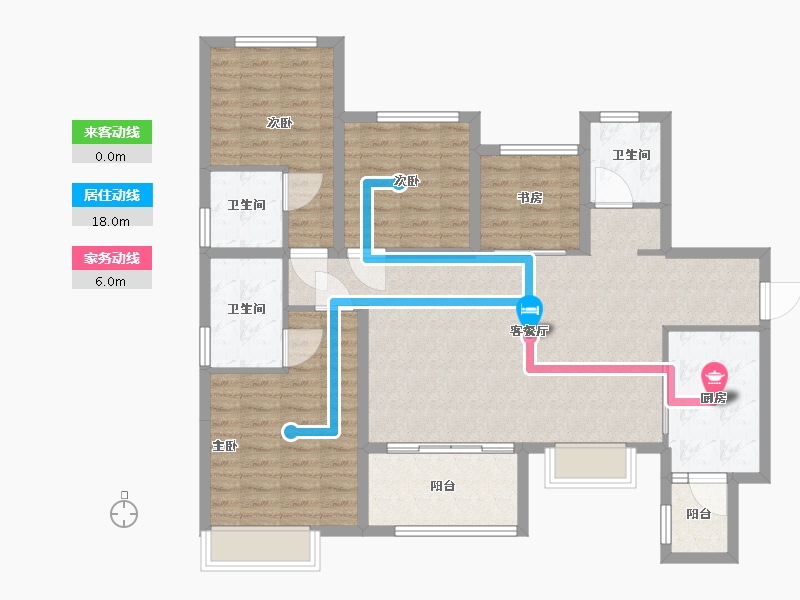 重庆-重庆市-蓝光公园华府-111.00-户型库-动静线