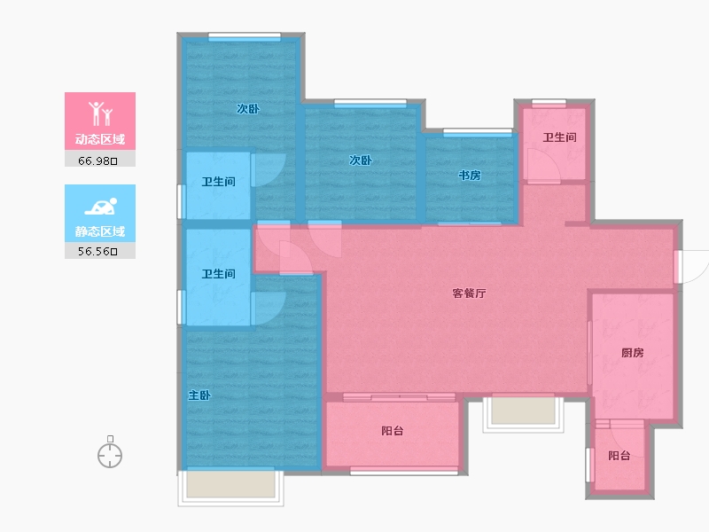 重庆-重庆市-蓝光公园华府-111.00-户型库-动静分区