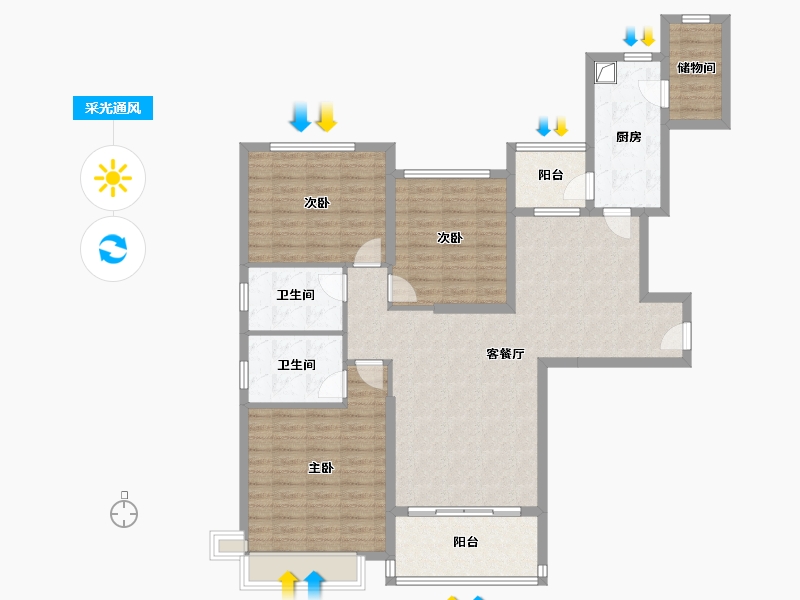 山东省-潍坊市-恒大翡翠华庭-117.36-户型库-采光通风