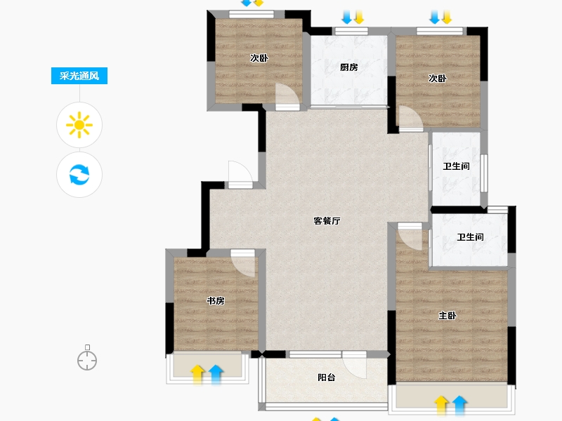 吉林省-吉林市-中海河山郡-128.00-户型库-采光通风