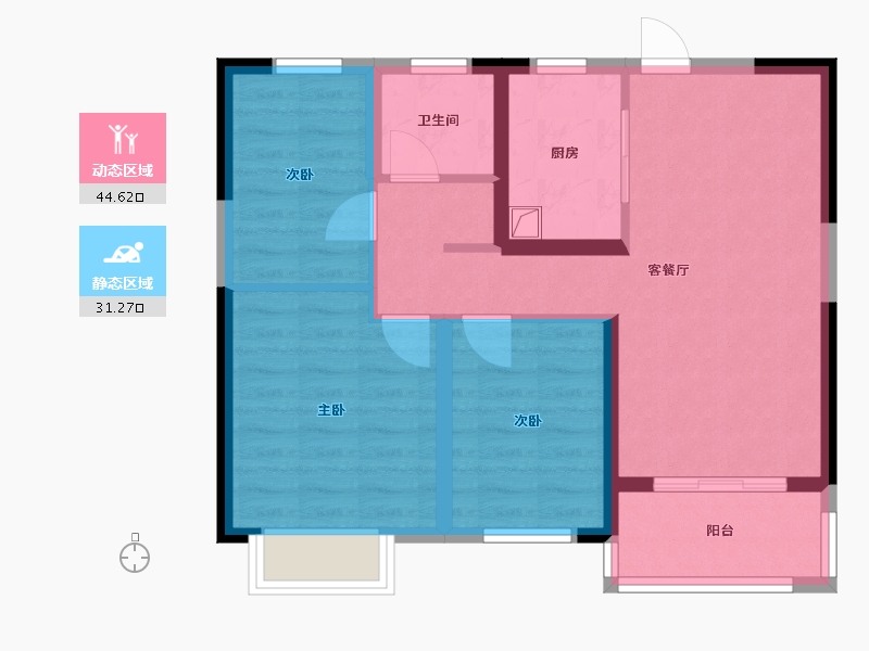 江苏省-无锡市-阳光100国际新城A区-西区-67.00-户型库-动静分区