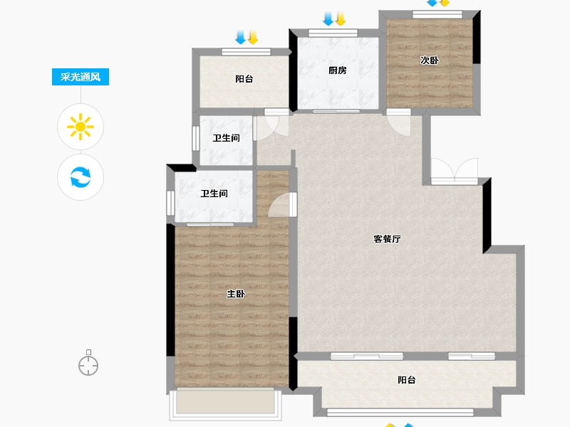 山东省-德州市-泽信云筑-120.40-户型库-采光通风