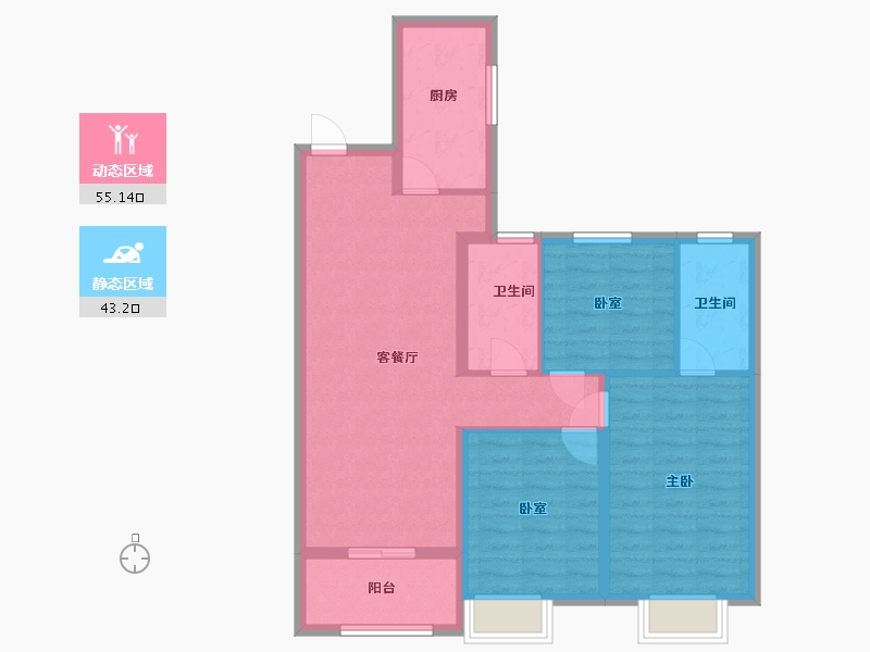 江苏省-苏州市-保利正荣堂悦-88.00-户型库-动静分区