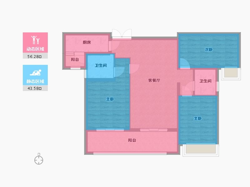 四川省-成都市-菁蓉滨湖湾-94.78-户型库-动静分区