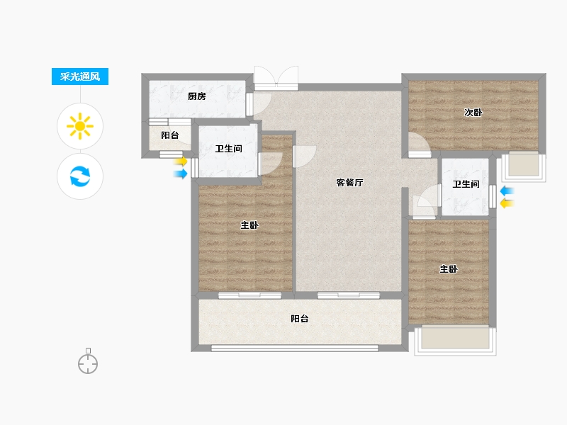 四川省-成都市-菁蓉滨湖湾-94.78-户型库-采光通风