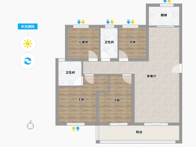 海南省-海口市-海秀街道长秀社区-93.00-户型库-采光通风