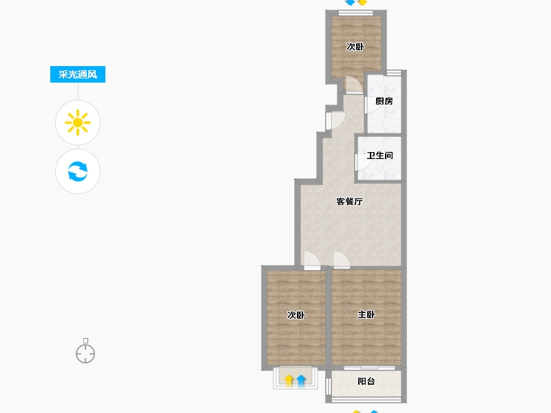 北京-北京市-陆翔佳园-75.15-户型库-采光通风