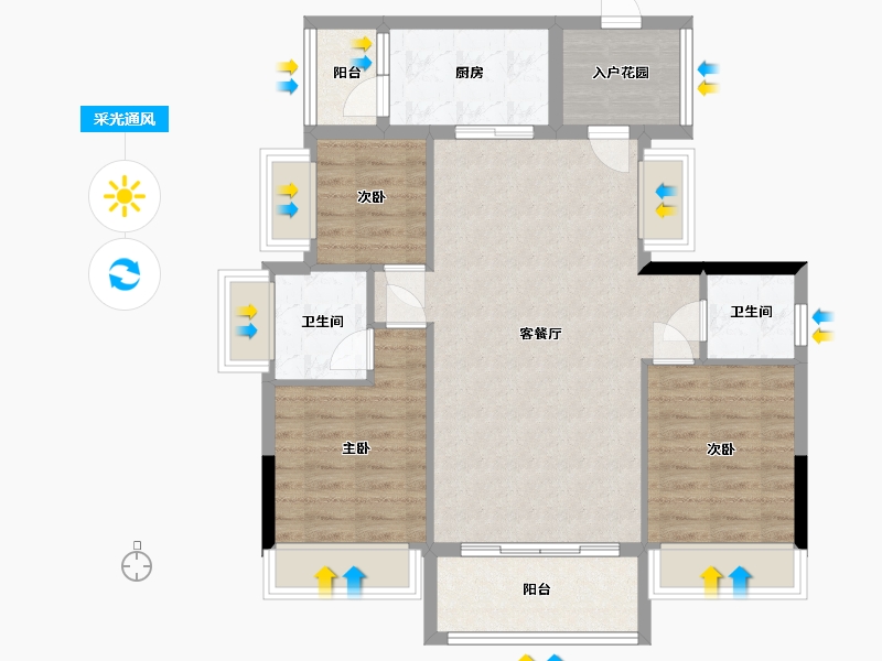 广东省-佛山市-富荣花苑-86.00-户型库-采光通风