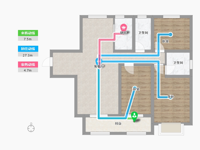 山东省-聊城市-南湖华宅-104.00-户型库-动静线