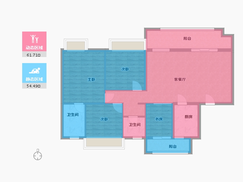 湖北省-黄冈市-武穴市铜锣湾广场-104.72-户型库-动静分区