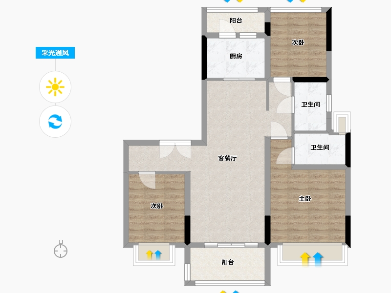 广东省-揭阳市-碧桂园-92.00-户型库-采光通风