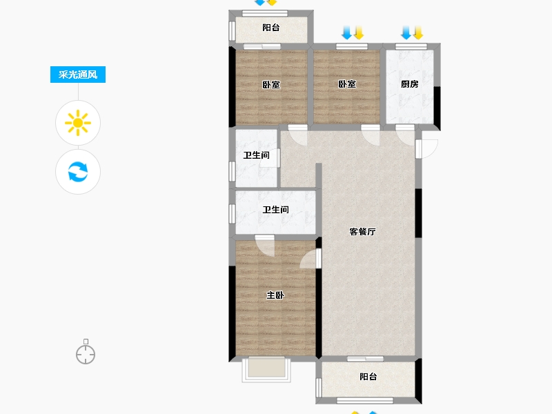 湖北省-武汉市-电建地产洺悦御府-99.02-户型库-采光通风